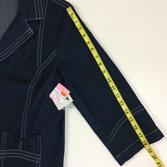 FDJ French Dressing Jean Jacket Blue with Polka Dot Slight Stretch Lightweight - Picture 14 of 14